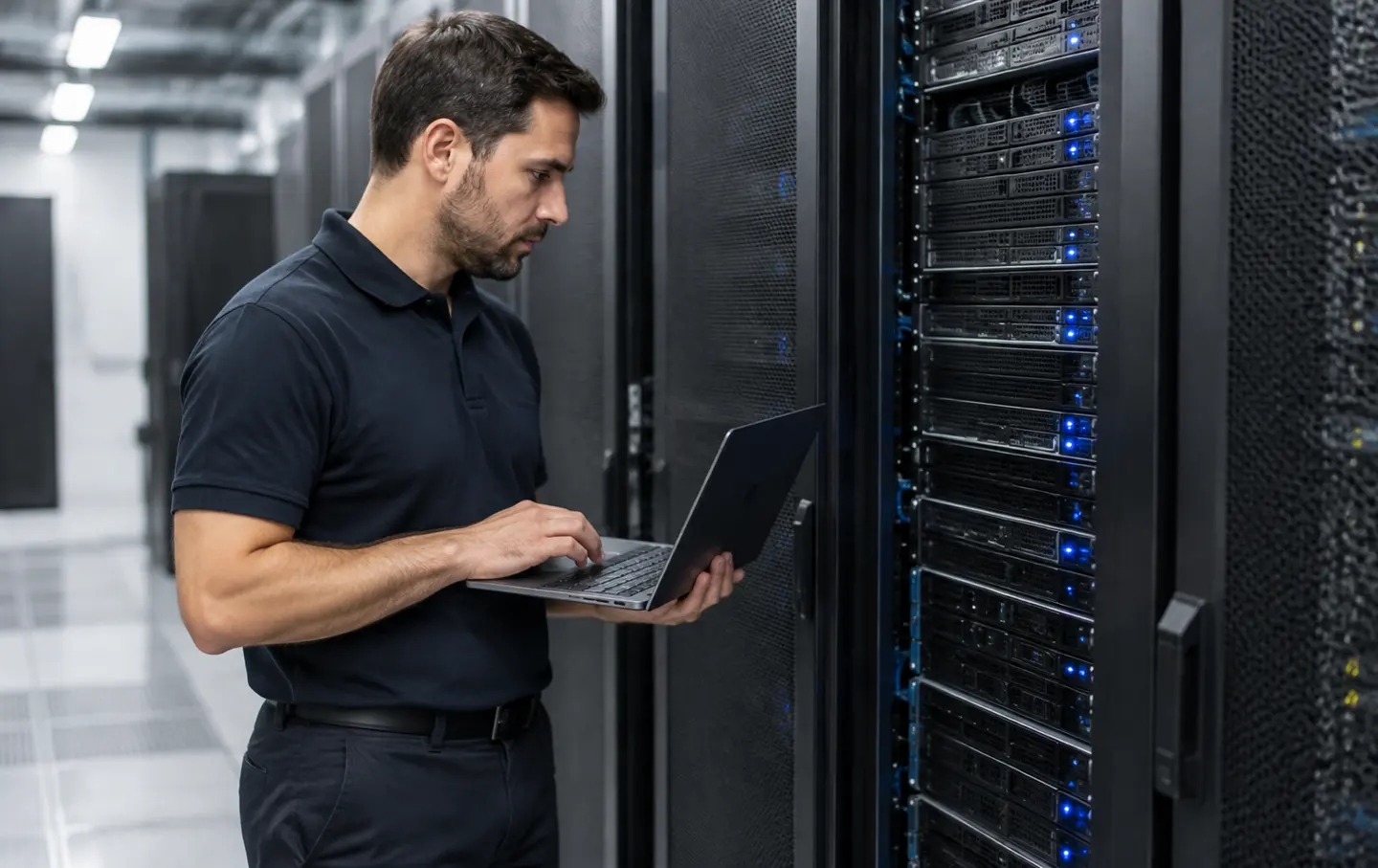 Data center corporativo com servidores em operação